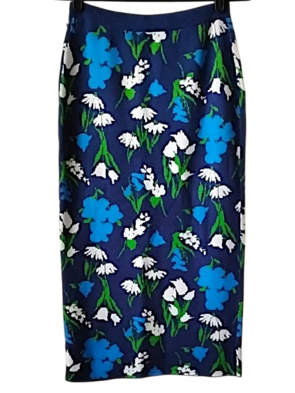 NWT Kate Spade Mixed Floral Midi Sweater Skirt S Blue Green White - Picture 3 of 8